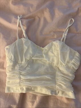 SHEIN White Ruched Bustier Cami Top